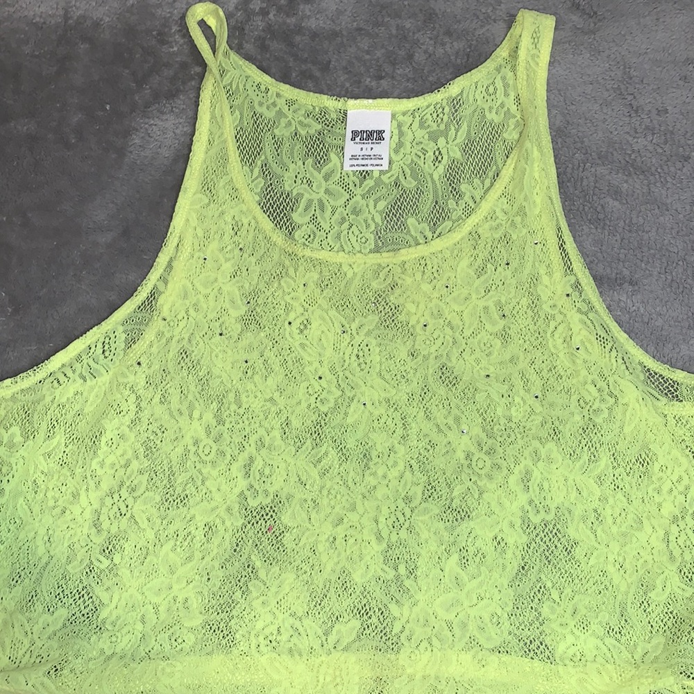 Pink neon yellow crop top